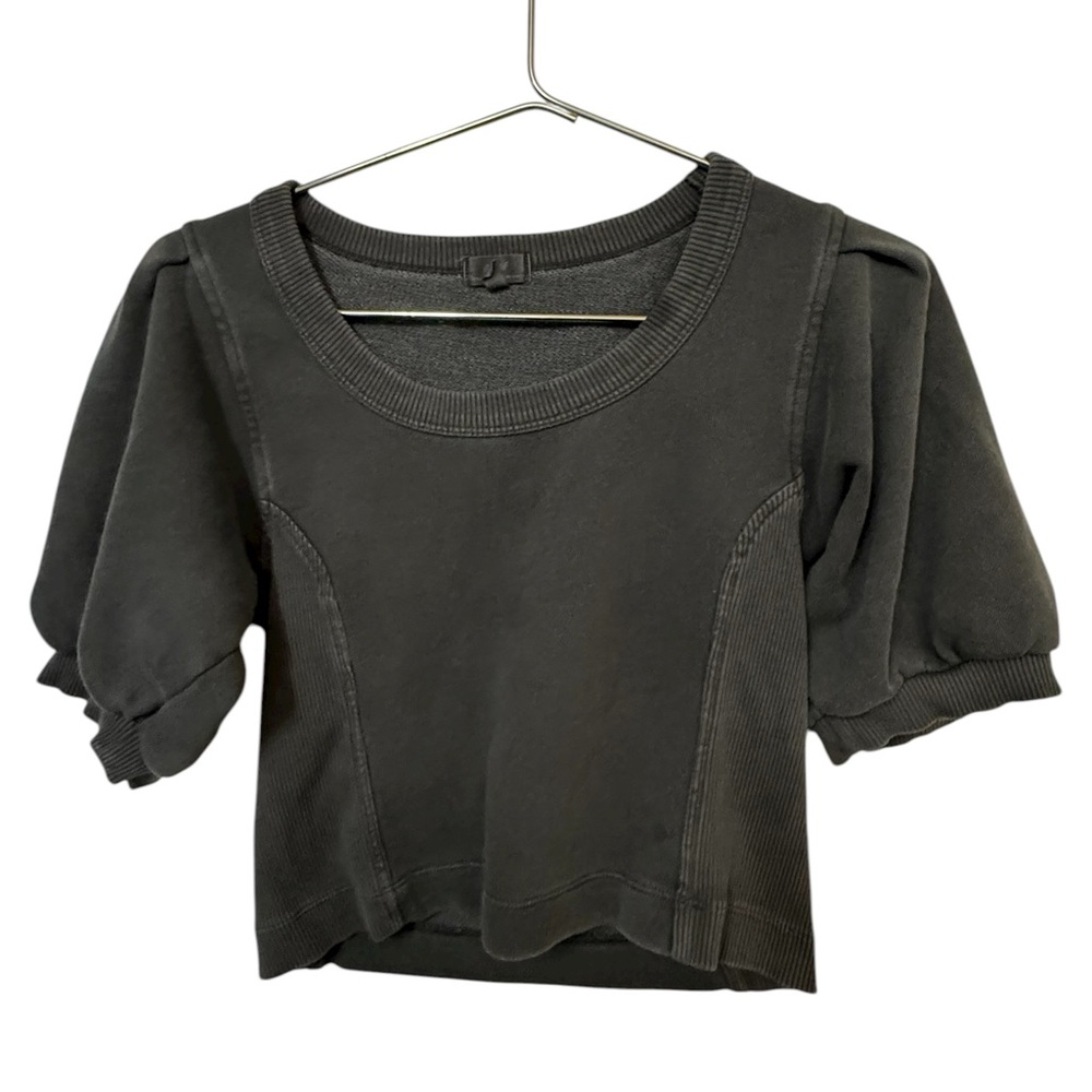 Aerie Charcoal Gray Puff Sleeve Crop Top Women’s XS